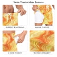 thumbnail image 5 of joogoo Men's Tie Dye Yellow Pattern Swim Trunks with Liner Pocket Beach Shorts X-Large, 5 of 9