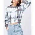 thumbnail image 6 of URBAN DAIZY Women's Tie Dye Print Crop Pullover Cropped French Terry Long Sleeve Sweatshirt Casual Tops Charcoal M, 6 of 6