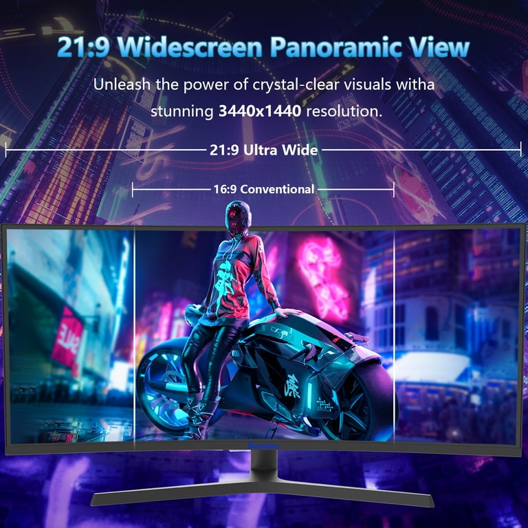 Amzfast Gaming Monitor Curvo 34'' 165 Hz, UWQHD 3440x1440, 21:9, 1 ms MPRT AMD FreeSync Premium sRGB 130% / DCI-P3 98%, HDMI 2.1, DisplayPort, Oogzorg, VESA 75x75, PIP/PBP, AMZG34C5Q