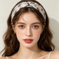 thumbnail image 2 of UJNDER Summer French Floral Print Silk-like Headband for Hair Wrap Scarf Bow Tie Soft Boho Style Head Tie Accessory Headbands for Women,01_Light Gray,One Size, 2 of 5