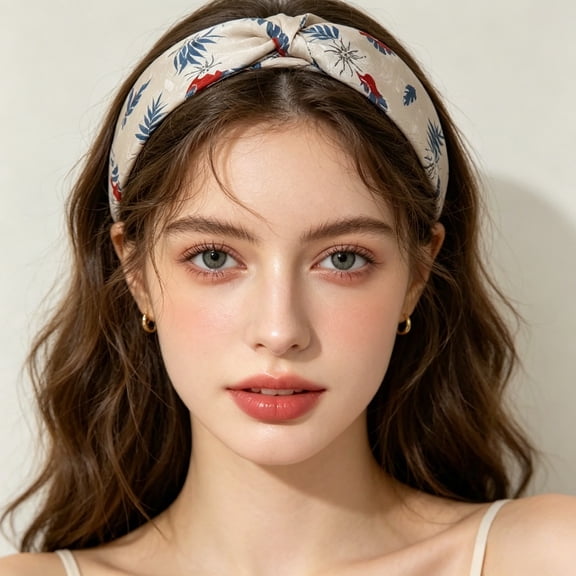 Women's French Floral Silk Headband Scarf β Versatile Long Hair Tie in One Size, Soft Boho Bow Wrap for Ponytail and Daily Styling