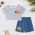 thumbnail image 2 of XZNPDUCQ Toddler Girls Cute Flower Summer Outfits Set - Short Sleeve T-Shirt and Pants for Gift Summer Outfits Girls' Clothing Set Playwear Beach Outfits 3-4 Years,Blue, 2 of 9