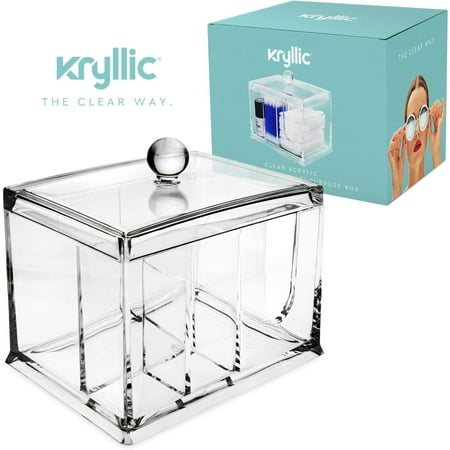 Cotton Ball Holder Qtips Cotton Balls Makeup Holder - Acrylic make up decor box organizer and qtip dispenser with lid! Bathroom products storage organizers for pads gauze qtip cotton ball also for office supplies & more ()