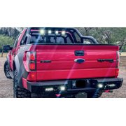 Vijay Rear Bumper Compatible with 2010-2011-2012-2013-2014 Ford F150 Raptor Textured Black Steel with Lights and D-rings