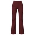thumbnail image 4 of Oiangi Women's Flare Leg Dress Pants High Waist Stretch Work Slacks Fall Casual Business Office Trousers with Pockets Wine M, 4 of 9
