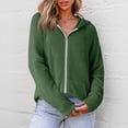 thumbnail image 4 of Women's Full Zip Up Hoodies Waffle Knit Long Sleeve Sweatshirt Tops, M, 4 of 5