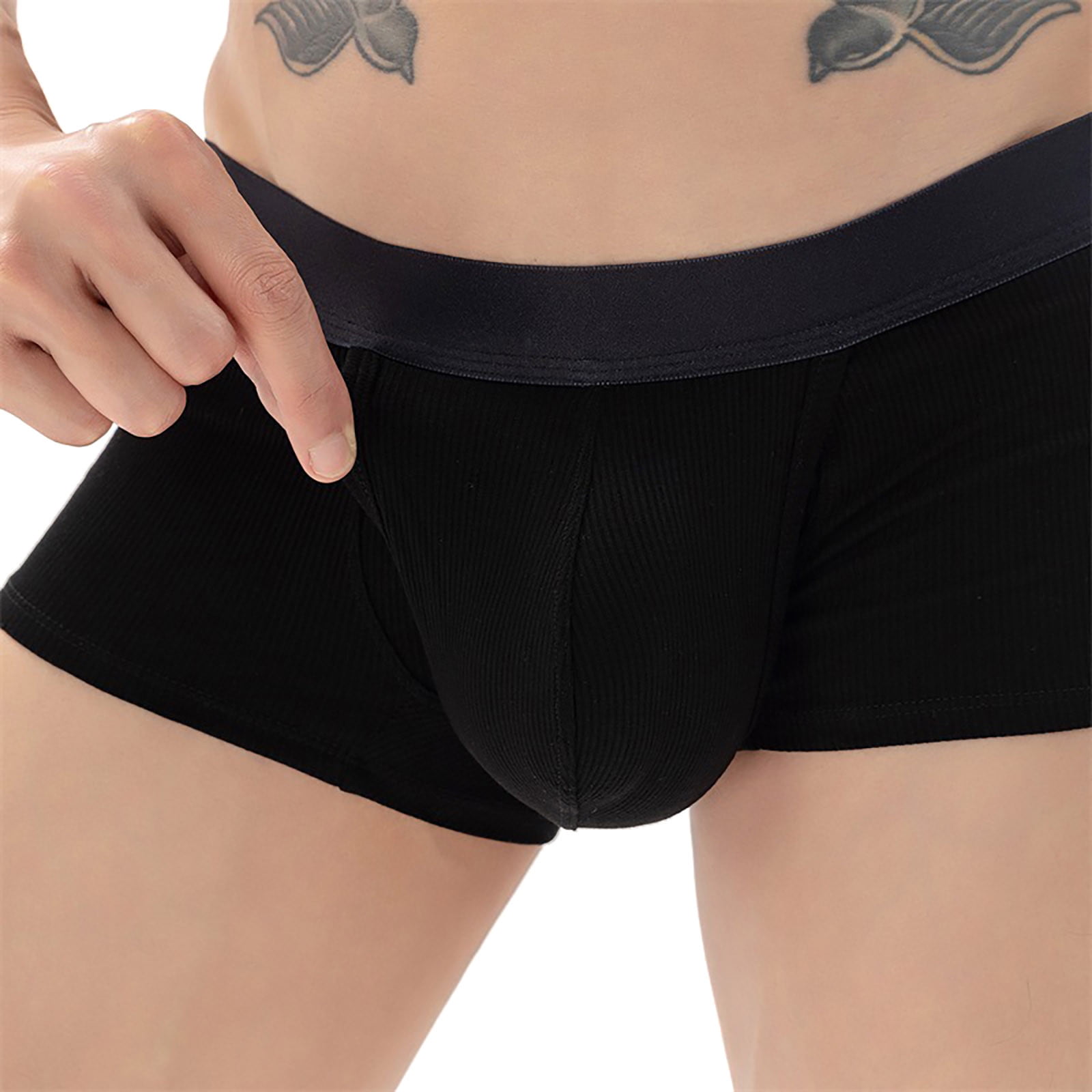 GHSOHS Mens Underwear Ribbed Knit Boxers Briefs Low Rise