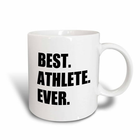 3dRose Best Athlete Ever - bold black text sport talent talented sporty pride, Ceramic Mug,