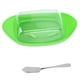 thumbnail image 5 of Caja para cortar mantequilla en forma de barco con cuchillo para cortar y tapa Contenedor de queso de calidad alimentaria para cocinaGreen, 5 of 14
