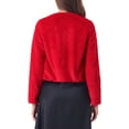 thumbnail image 3 of INSPIRE CHIC Cropped Open Front Jacket for Women's Faux Fur Long Sleeve Bolero Winter Coat XL Red, 3 of 6