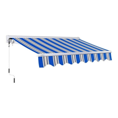 Advaning Luxury Series 12x10 ft. Manual Retractable Sunshade Awning - Ocean Blue