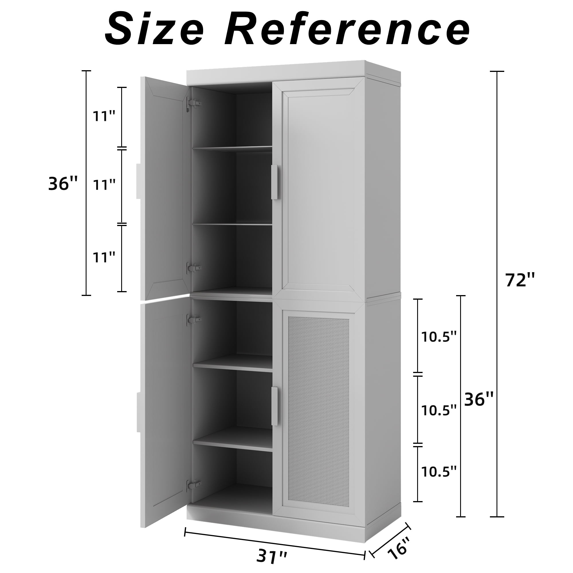 MAYEERTY Wood Display Cabinet Storage with Doors Set of 2，Black