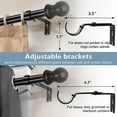 thumbnail image 4 of IHOMEPARK 1" Heavy Duty Curtain Rod with Adjustable Brackets, Black Single Curtain Rods for Windows 28 to 62 Inch -Stainless Steel Metal Drapery Rods for Kitchen,Bedroom, 4 of 6