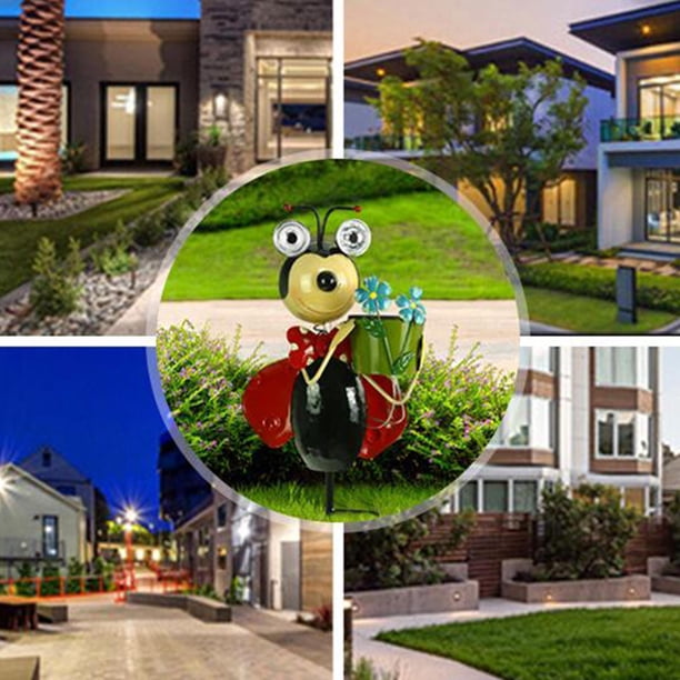 Luces alimentadas por energía solar, estacas de jardín decorativas para exteriores, luces LED solares para decoración de caminos para jardín, patio, , Mariquita Baoblaze Luces de estacas decorativas
