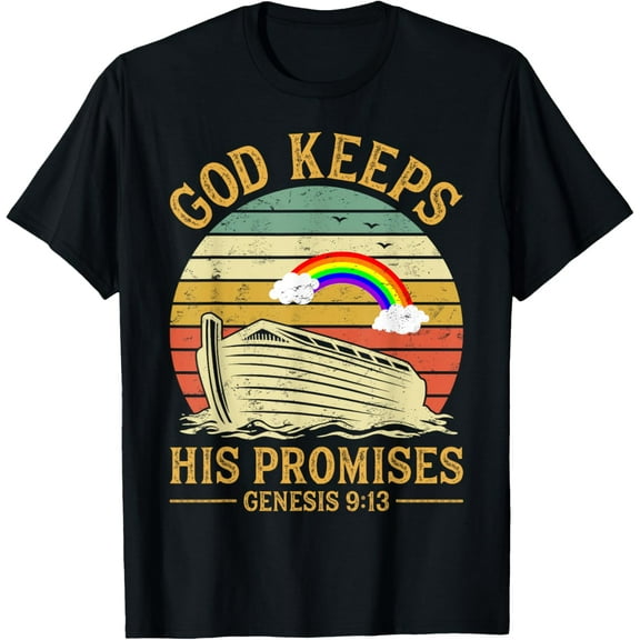 God Keeps His Promises Rainbow Noah Ark Jesus Christian T-Shirt