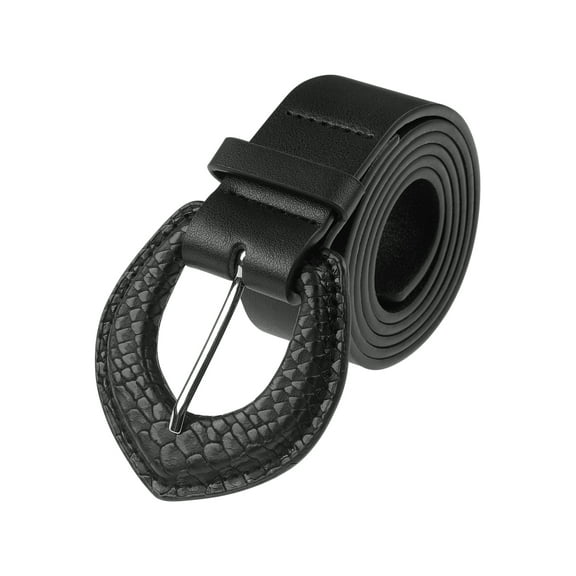 INSPIRE CHIC Women's Wide Belt Solid Color Retro Fashion Snake Pattern Buckle Decorative Belts for Dresses 109x3.4cm/42.9x1.3" Black