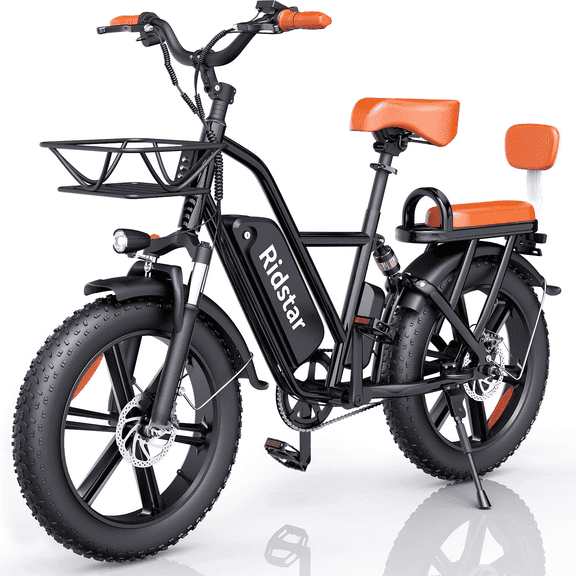 Ridstar 1500W Folding Adult Electric Off-Road E-MTB, 48V 15AH Removable Battery, Full Suspension 7 Speed Fat Tire Beach Off-Road E-Bike UL2849