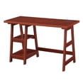 thumbnail image 2 of Designs2Go Trestle Desk with Charging Station in Cherry Wood Finish with Shelves, 2 of 7