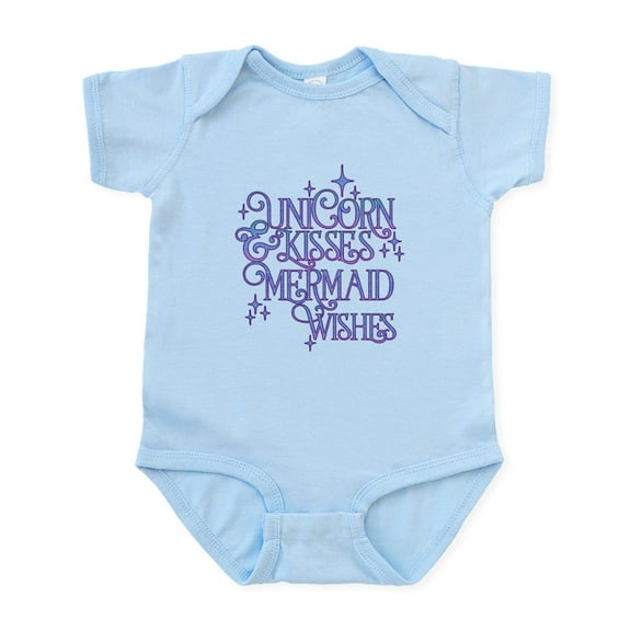 CafePress - UNICORN KISSES And MERMAID WISHES Body Suit - Baby Light Bodysuit, Size Newborn - 24 Months