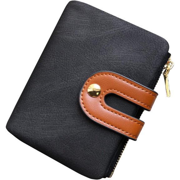 leaf Women's Rfid Small Bifold Leather Wallet Ladies Mini Zipper Coin Purse id card Pocket,Slim Compact Thin