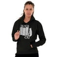thumbnail image 3 of Black Cat Punk Rock Kitty Lovers Unisex Plus Fleece Graphic Hoodie Brisco Brands 2X, 3 of 5