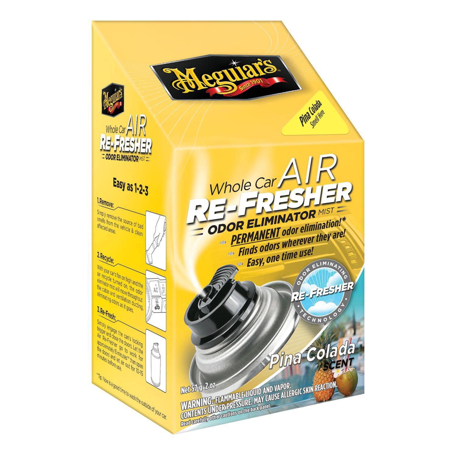 Meguiars Whole Car Air ReFresher Odor Eliminator, Pina Colada Scent, 2