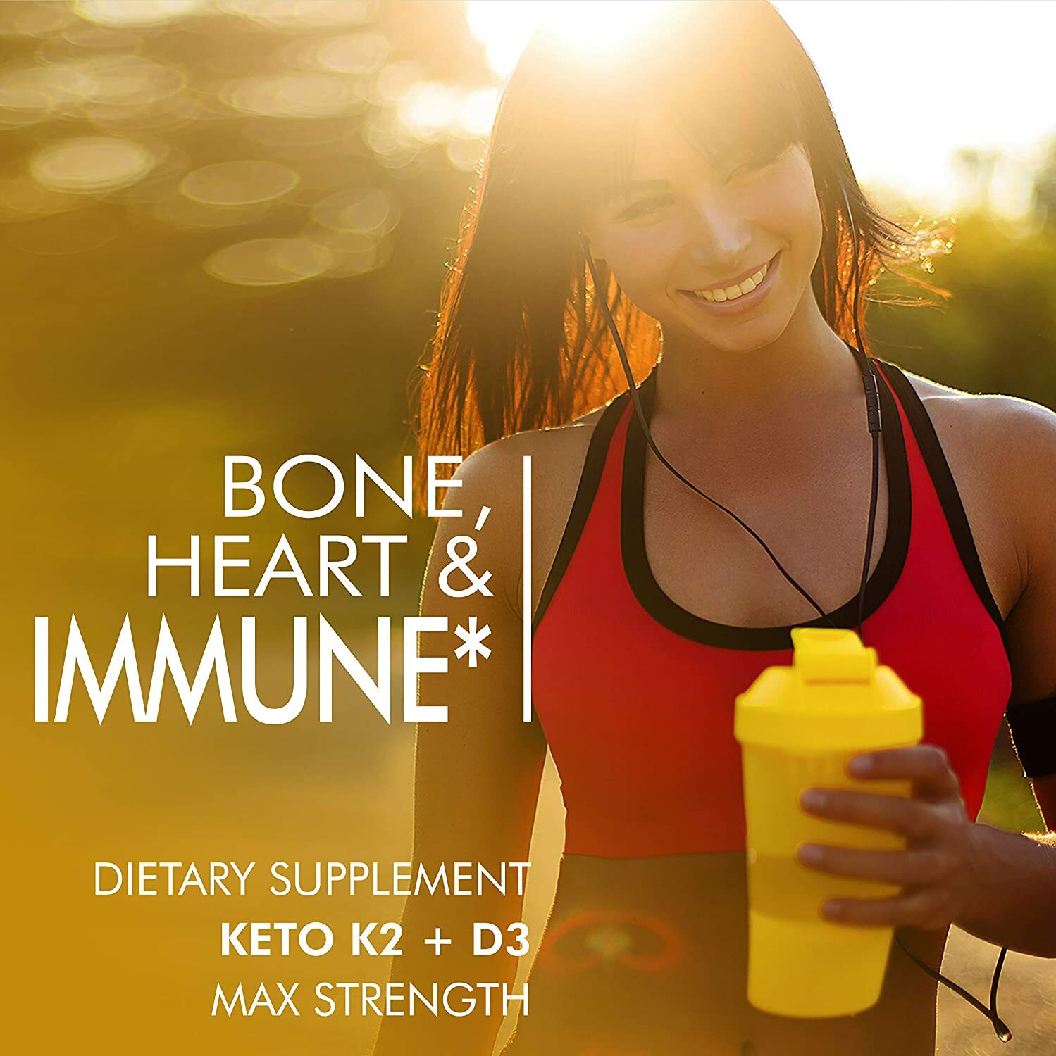 Slim Heat Keto K2 + D3 Supplement, Vitamin D3 5000 IU & K2 100mcg with Calcium & Bioperine, Bone, Heart & Immune Support - All Natural, Non-GMO, 30 Day Supply, Made in USA