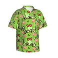 thumbnail image 2 of Easygdp Cute Green Frog Men's Hawaiian Shirts Print Lapel Short Sleeve for Beach, vacation, party, casual occasions - XX-Large, 2 of 9
