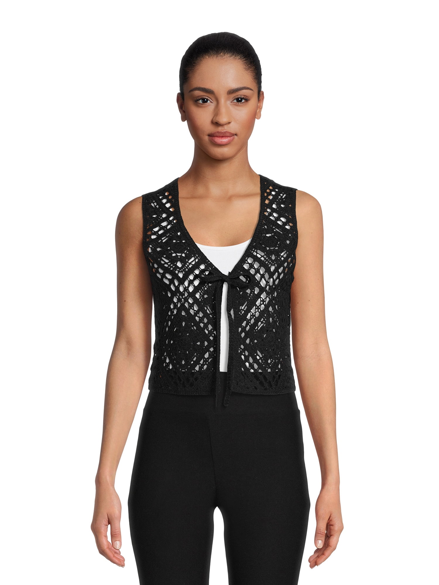 No Boundaries Juniors Crochet Vest, Sizes XS3XL