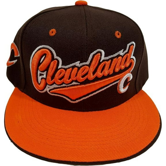 Cleveland Under Brim Design Two Tone Maroon/Orange City Snapback Hat Cap