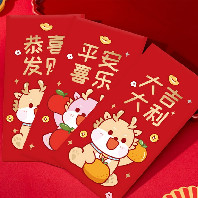 6pcs Red Envelope Chinese New Year 2024 Lucky Purse Gifts for Kids