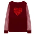 thumbnail image 5 of WXLWZYWL Valentine 's Day Dressy Casaul Tops for Women Heart Print Mesh Long Sleeve Shirts Round Neck Going out Tops, 5 of 6