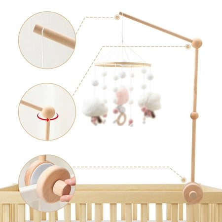 XOAIHY Adjustable Wooden Grain Mobile Crib Arm: Sturdy Support System For Hanging Toys And Accessories, Enhances Crib Functionality And Safety