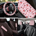 thumbnail image 4 of Garronmavis Cute Strawberry 14 Pack Car Seat Covers Full Set with Car Headrest Protector Steering Wheel Cover Armrest Cover Seat Belt Covers Key Ring and Cup Coaster Fit for Most Cars, SUV, 4 of 6