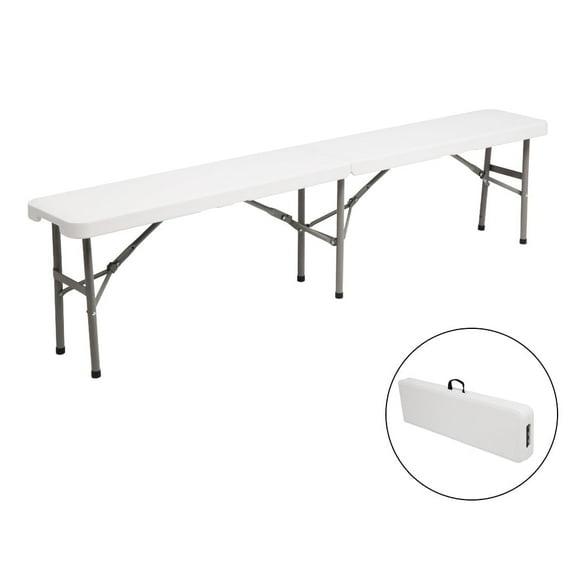 6FT Foldable Outdoor Bench - Heavy Duty 500lb Capacity Picnic Table, HDPE Weatherproof for Patio/Camping/Tailgating (Gray & White)