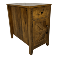 thumbnail image 5 of Tcbosik Modern Night Stand with Charging Station, 13.7" End Table with Barn Door and Storage Drawer, Farmhouse Bedside Table with Shelf for Living Room, Bedroom, Space Saving, Antique Brown, 5 of 9