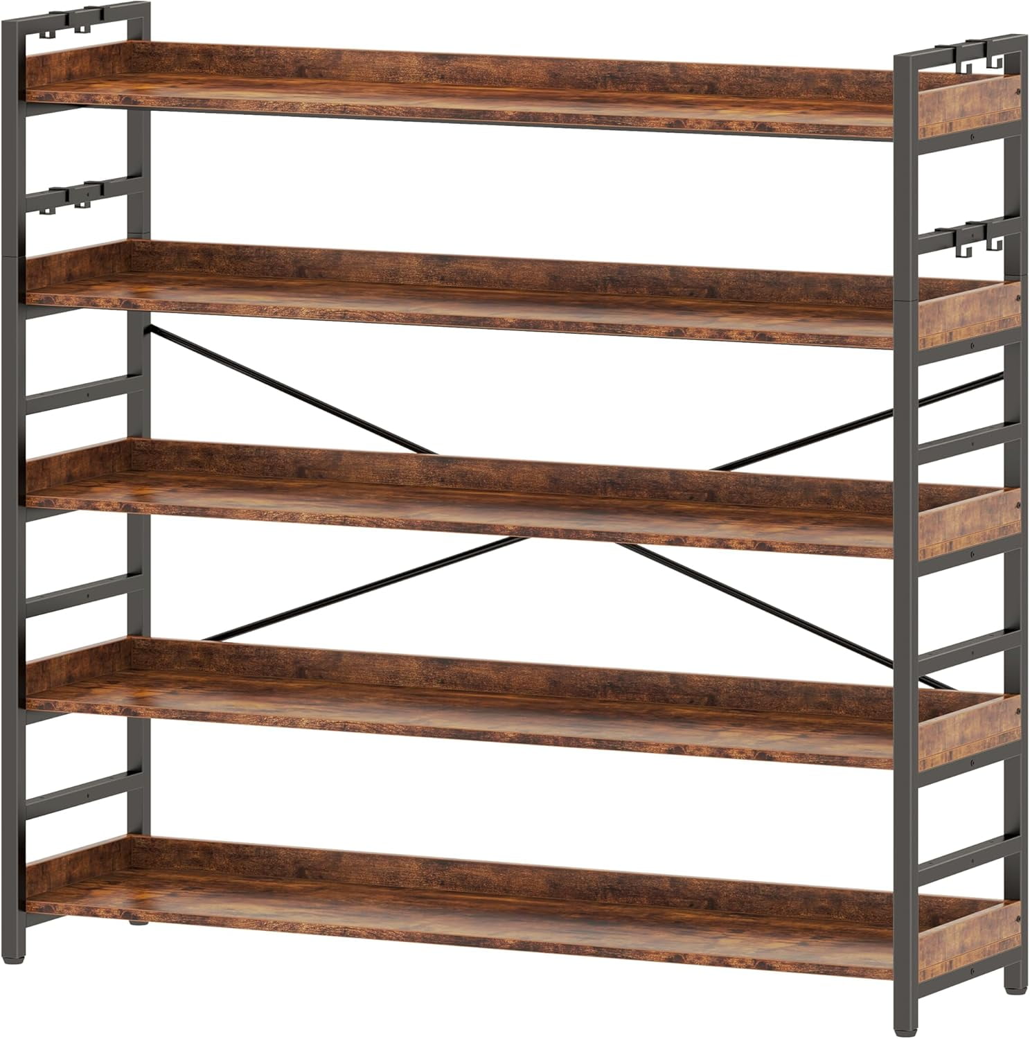 Happimess Tulare 72.05" MidCentury Industrial 4-Shelf Wood Wall-Mounted - View #9