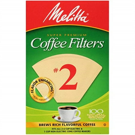 melitta #2 super premium cone coffee filters, natural brown, 100 count (pack of 6)