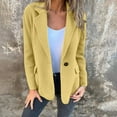 thumbnail image 2 of YDFCWXW Women Solid Color Blazer Wool Blend Causal Business Office Open Front Blazers Jacket for 2025 Fall Yellow, L, 2 of 9