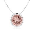 thumbnail image 1 of Angara Collier en Morganite Naturelle - Pendentif Solitaire Rond avec Lunette de 1,65 ct en Or Blanc 14K pour Femmes, 1 of 8