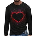 thumbnail image 2 of Lilgiuy New Valentine's Day Men's 3D Printing Long Sleeve T-shirt Fashion Casual Loose Round Neck Undercoat Top Blouses & Shirts for Vacation Festival Holiday, 2 of 5