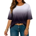 thumbnail image 6 of thefmos Women Plus Size Fall Winter Round Neck 3/4 Sleeve Gradient Casual Loose Tshirt Pullover Tops for Women Cute Trendy Comfy Oversized Tee Blouses Daily Wear Work Outfits, Gray 3XL, 6 of 8