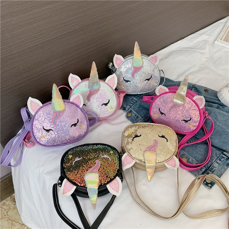 Girls Purse Unicorn Sequin Crossbody Bags for Little Girls Cute Purse for Teens D Purple Walmart