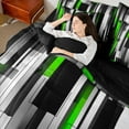 thumbnail image 4 of Manfei Black Green Gray Twin Bedding Sets 7pcs, Modern Gradient Stripe Bedding Comforter Set, Contemporary Geometric Sheet Sets, Lightweight Room Decor, 4 of 8