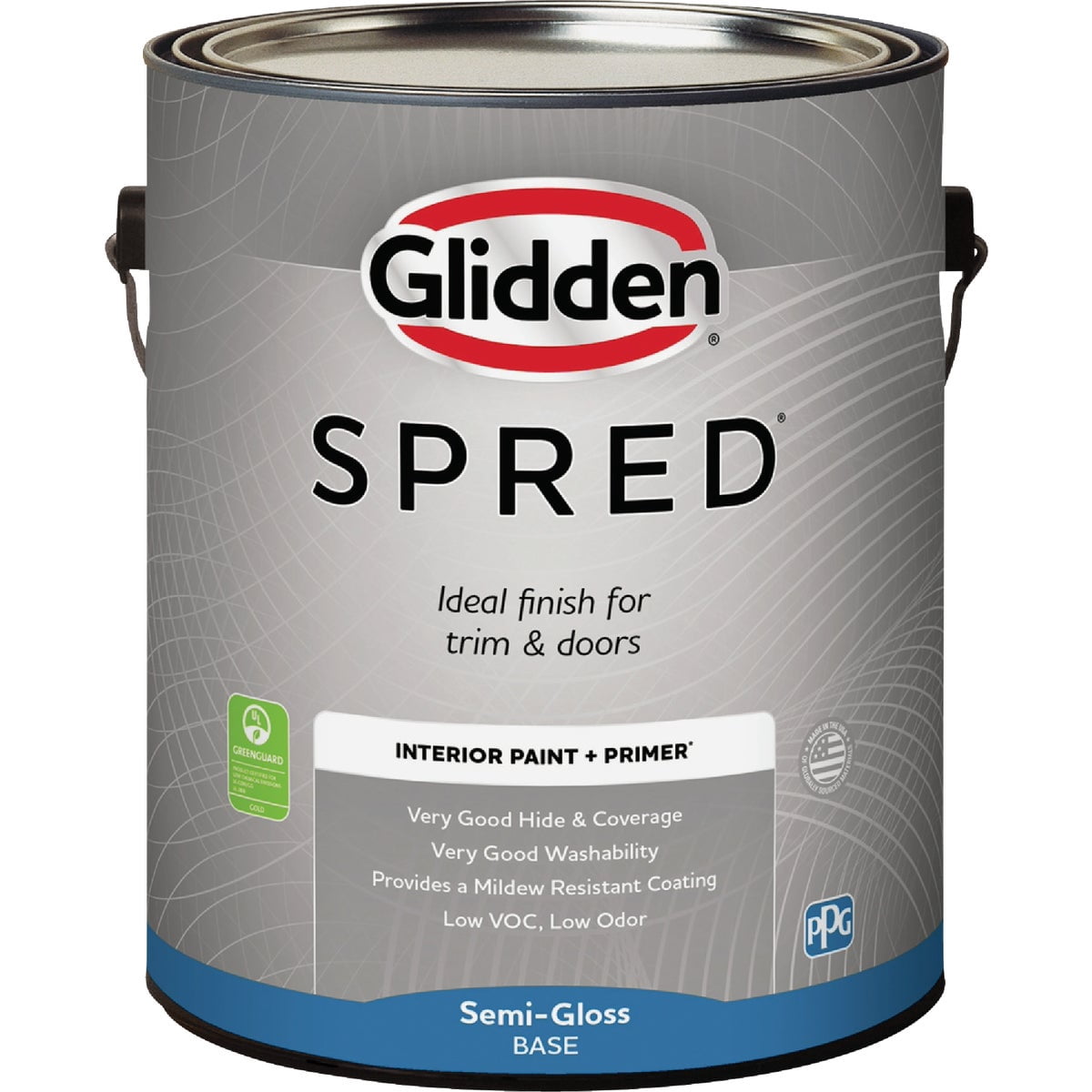 1 Pc Glidden Spred Interior Paint + Primer Semi-Gloss White Pastel Base Gallon