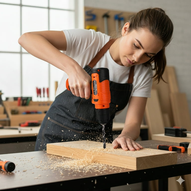 TOPHDY 139-Piece Home Repair Tool Kit with 8V Cordless Drill and