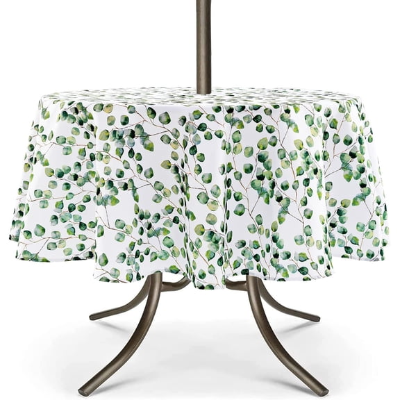 Outdoor Tablecloth with Umbrella Hole and Zipper, Spring/Summer Waterproof Table Cover for Picnic/BBQ/Garden(60" Round,Sunflower)