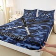 thumbnail image 3 of Homewish Queen 4-Piece Baseball Gamer Bed Sheet Set - Blue Camo Sport, Microfiber, 3 of 7