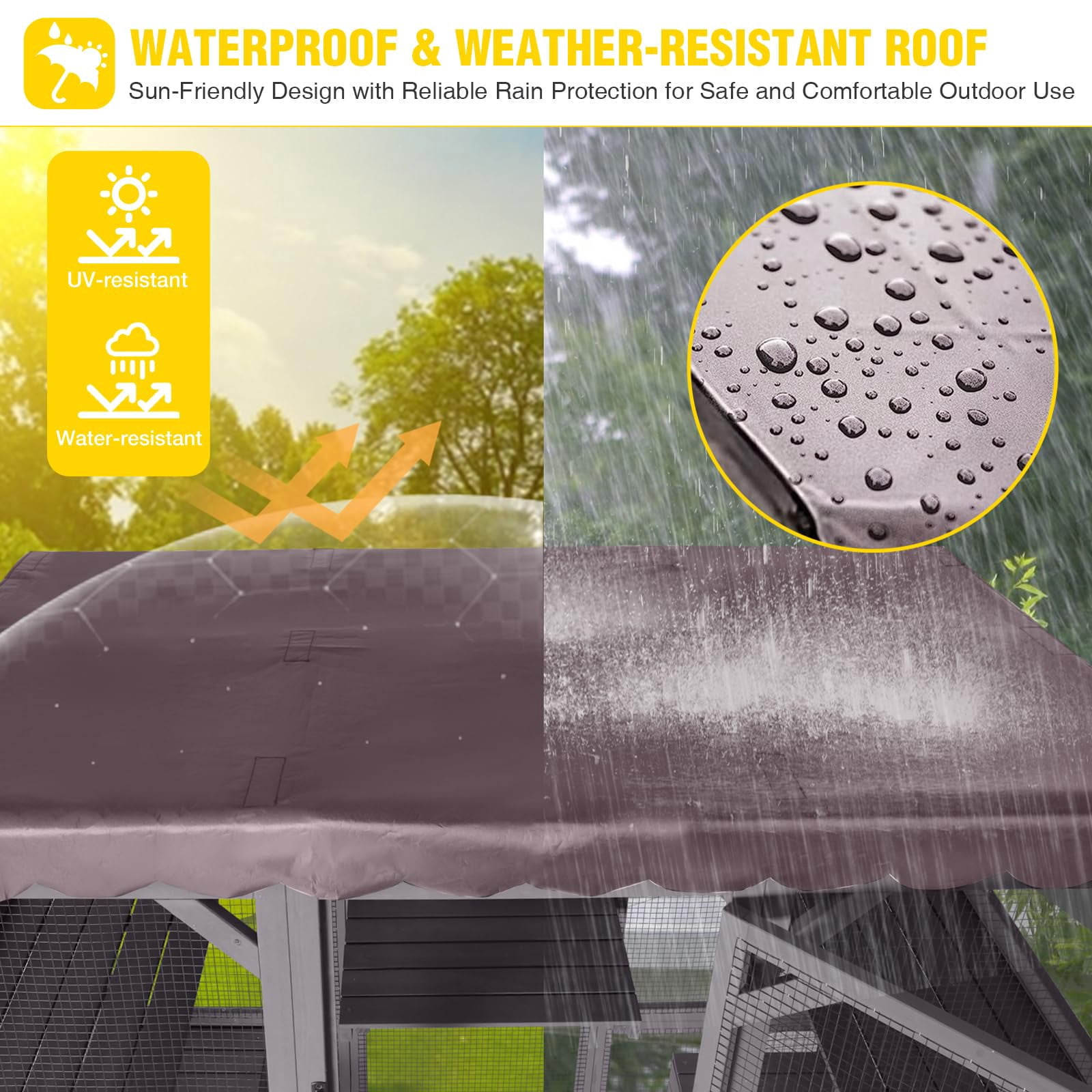 Aivituvin Catio Outdoor Cat Enclosure Large Cat House for Multiple Cats Walk in Cat Cage with Tarp Roof 70"