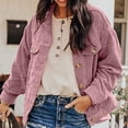 thumbnail image 4 of Yokua Women's Casual Lapel Loose Button Down Long Sleeve Corduroy Jacket with Pockets, 4 of 7